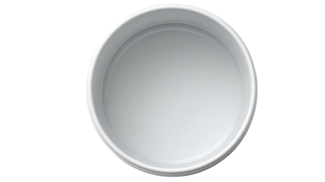 Empty White Circular Container with Smooth Glossy Surface and Distinct Inner Rim Top View.