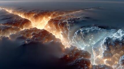 Glowing crystal tectonic plates collide, sending fractal shockwaves in slow motion.