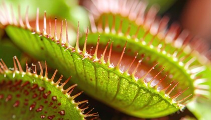 Naklejka premium Closeup of Venus Flytrap with carnivourous plant, and nature detail.