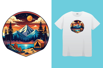 camping illustration desert graphic cactus design landscape badge adventure vintage outdoor