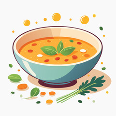 Colorful Bowl of Creamy Soup with Garnish