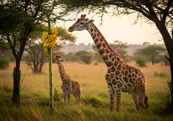 Fototapeta premium Giraffes in savanna landscape