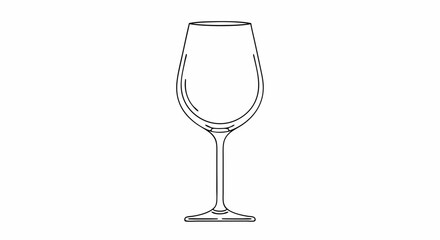 Elegant outline of a wine glass against a crisp white background presenting minimalism and simplicity artful drawing