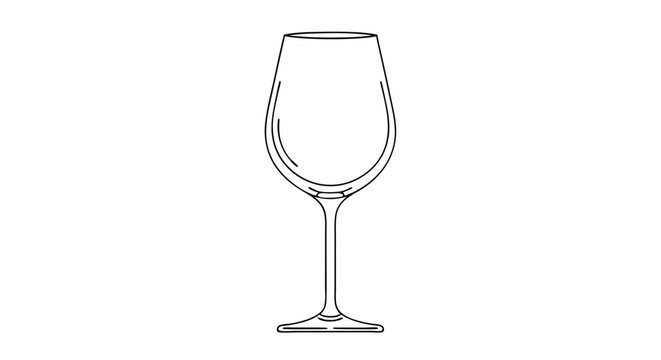 Elegant outline of a wine glass against a crisp white background presenting minimalism and simplicity artful drawing