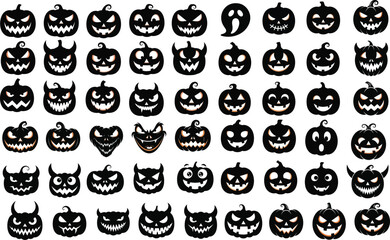 Halloween pumpkin face vector illustration .