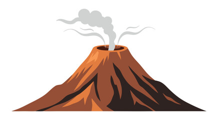 Stylized volcano illustration depicting a geological formation with erupting smoke, set against a plain background, ideal for education