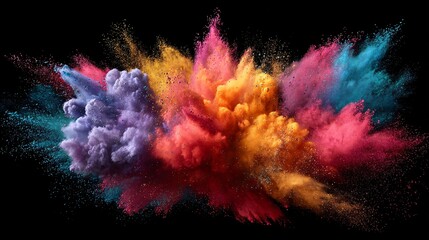 Vibrant Colorful Powder Explosion on Dark Background