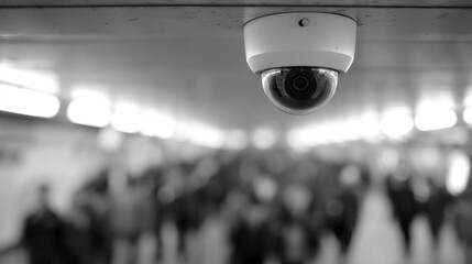 Security camera monitors crowd