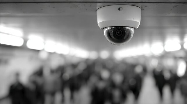 Security camera monitors crowd