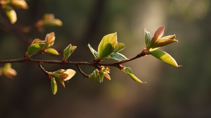 Spring branch with new leaves