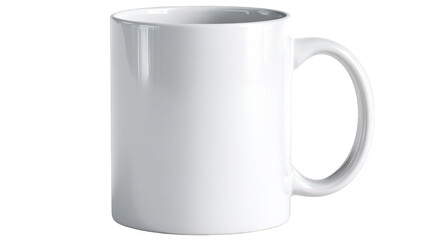 Blank White Ceramic Coffee Mug with Glossy Finish and Curved Handle.