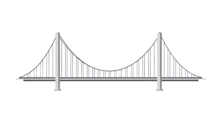 Obraz premium Minimalist Illustration of a Suspension Bridge with Gray Tones and Clean Lines Depicting Civil Engineering Marvel