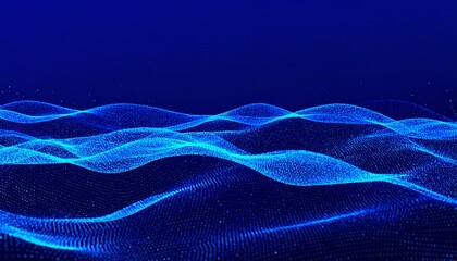 A mesmerizing display of undulating light-blue particles against a deep-blue backdrop, creating a captivating abstract digital landscape.