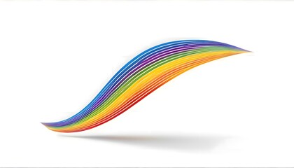 Fototapeta premium Bright rainbow wave illustration on a clean white background, showing flowing colorful stripes and abstract shapes in a playful and artistic composition