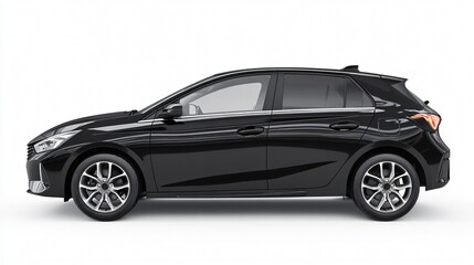 Naklejka premium Sleek Black Hatchback Car Mockup: Professional Side View for Graphic Designers