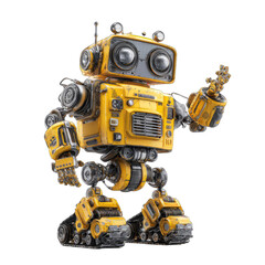 Smiling yellow robot waving