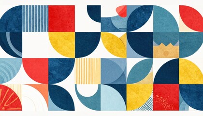 Abstract Geometric Pattern Design with Colorful Shapes and Background.