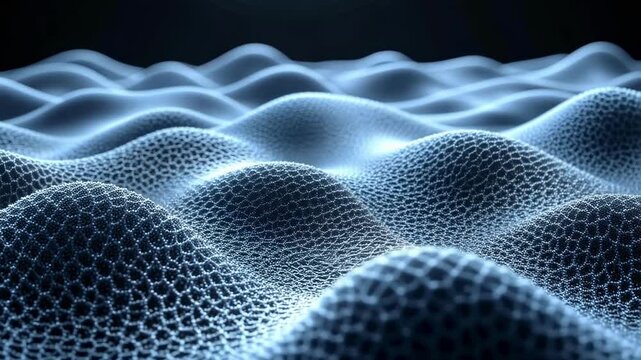 Mesmerizing digital waves flow with intricate cellular texture, a dynamic abstract motion perfect for science and technology themes.