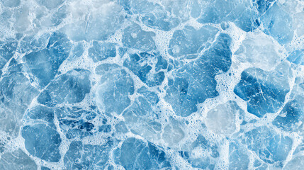 Obraz premium A stunning close-up of ice textures, showcasing varying shades of blue and clear ice formations intermixed with bubbles.