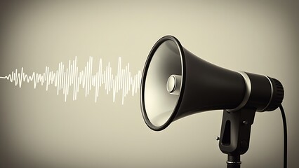 A vintage megaphone with visualized sound waves, showcasing retro charm and simplicity.