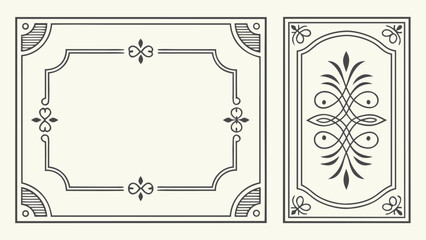 Decorative Vintage Frame and Label Borders Vector Set, Elegant Retro Outline Shapes for Invitations, Packaging, Certificates, and Design Templates