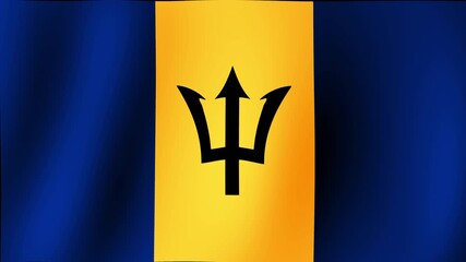 Beautiful and spectacular flag of BARBADOS waving harmoniously.