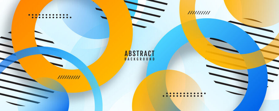 3D blue yellow geometric abstract background overlap layer on bright space with circles effect decoration. Modern graphic design element cutout style concept for web, flyer, card, or brochure cover