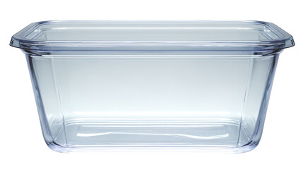 Empty Clear Plastic Food Storage Container with Lid.