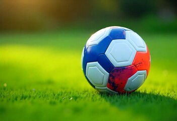 Obraz premium Generative AI Image: Soccer Ball on Green Grass, Sunlight, and Field