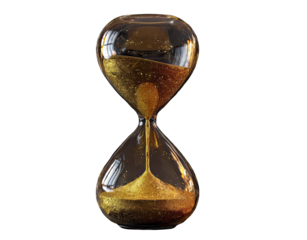 Golden hourglass against black