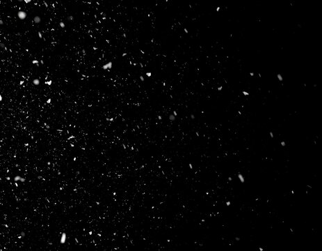 Snowflakes falling on a black background