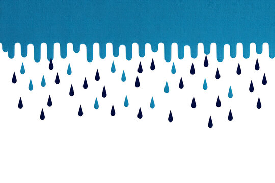 Blue paint drips blend into transparency background with scattered raindrop shapes, creating moody abstract art piece with sense of calm and creativity