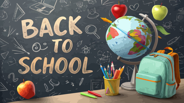 Vibrant and Colorful Back to School Themed Vector Design with Abstract Shapes and Modern Style Suitable for Educational Materials and Creative Projects