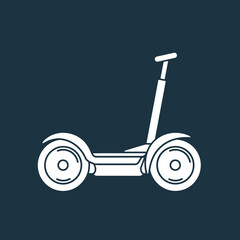 White electric scooter icon on a dark teal background.