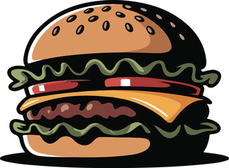 Cheeseburger, hamburger silhouette vector illustration