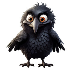 cute black owl isolated on white
