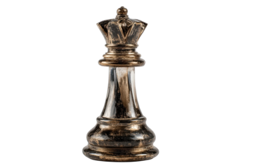 Close-up of a dark-gold chess queen
