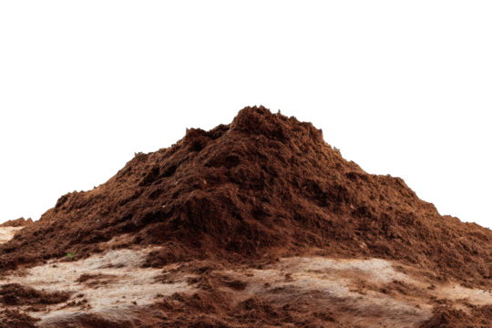 A pile of brown earth against a black background.  Detailed earth mound