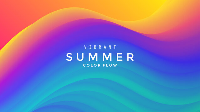 Abstract gradient background with flowing colorful waves in vibrant summer tones - Powered by Adobe
