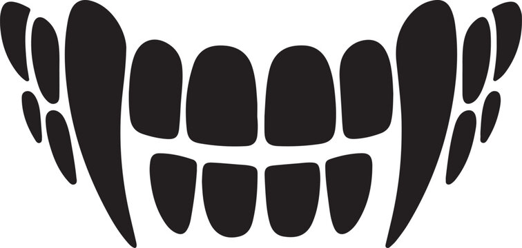 Vector illustration of vampire teeth black silhouette for Halloween design