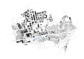 Vector city map of Tallaght with highways, buildings, and waterways
