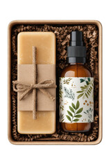 Natural soap and lotion gift set in a craft paper box