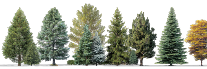 Row of trees in various shades