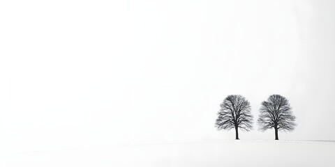 Simple tree cluster on white canvas with space
