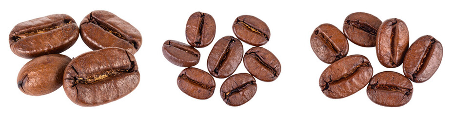 Naklejka premium Roasted Brown Coffee Beans Arranged Against A Transparent Background Depicting Food Ingredient For Morning Drinks