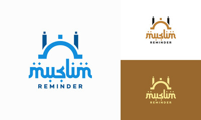 Naklejka premium Modern Muslim Reminder logo designs concept vector, Islamic Mosque logo template icon