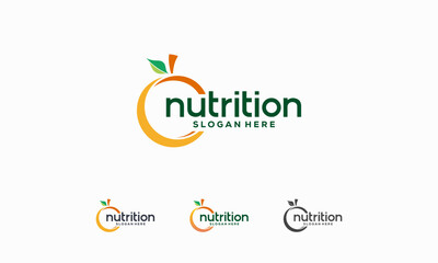 Fruit Nutrition Logo Design Nature Organic. Fresh Orange Fruit Logo Icon