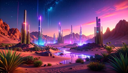 Futuristic desert cityscape