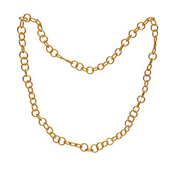 metallic gold chainlink necklace on transparent background