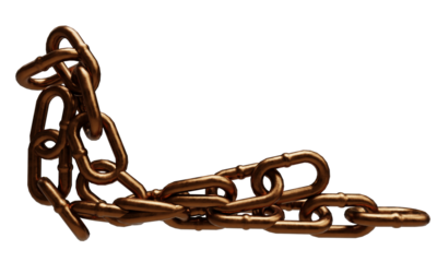 rusty copper boat chain link, transparent background